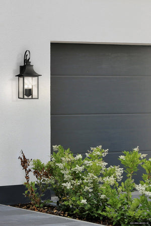 Urban Ambiance - Wall Sconce - UQL1759 English Country Outdoor Wall Sconce, 28.00''H x 12.00''W x 12.75''D, Mystic Black Finish, Viersen Collection - 