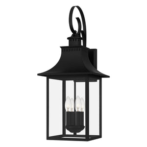 Urban Ambiance - Wall Sconce - UQL1759 English Country Outdoor Wall Sconce, 28.00''H x 12.00''W x 12.75''D, Mystic Black Finish, Viersen Collection - 