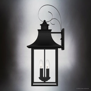 Urban Ambiance - Wall Sconce - UQL1759 English Country Outdoor Wall Sconce, 28.00''H x 12.00''W x 12.75''D, Mystic Black Finish, Viersen Collection - 