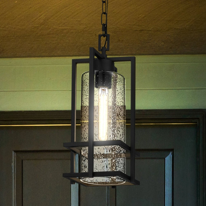 UQL1770 Industrial Outdoor Pendant, 17.25''H x 7.50''W x 7.50''D, Earth Black Finish, Sofia Collection
