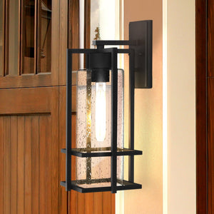 Urban Ambiance - Wall Sconce - UQL1773 Industrial Outdoor Wall Sconce, 17.25''H x 7.50''W x 8.75''D, Earth Black Finish, Sofia Collection -