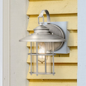Urban Ambiance - Wall Sconce - UQL1792 Coastal Outdoor Wall Sconce, 14.00''H x 9.50''W x 10.50''D, Antique Brushed Aluminum Finish, Ellendale Collection -
