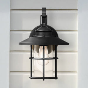 Urban Ambiance - Wall Sconce - UQL1793 Coastal Outdoor Wall Sconce, 14.00''H x 9.50''W x 10.50''D, Matte Black Finish, Ellendale Collection -