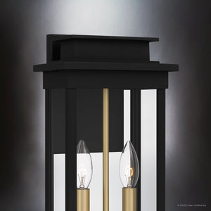 The Urban Ambiance UQL1820 Selby Collection outdoor wall sconce features a rectangular, modern lantern design in matte black, marine-grade construction, and measures 15.50