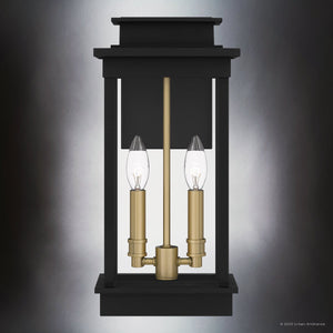The Urban Ambiance UQL1820 Selby Collection outdoor wall sconce features a matte black, marine-grade finish and measures 15.50''H x 7.50''W x 5.50''D, offering modern lantern style for your exterior walls.