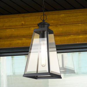 Urban Ambiance - Pendant - UQL1830 New Traditional Outdoor Pendant, 15.50''H x 7.00''W x 7.00''D, Matte Black Finish, Mannheim Collection -