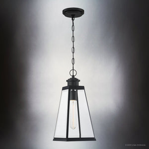 Urban Ambiance - Pendant - UQL1830 New Traditional Outdoor Pendant, 15.50''H x 7.00''W x 7.00''D, Matte Black Finish, Mannheim Collection - 