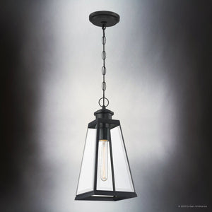 Urban Ambiance - Pendant - UQL1830 New Traditional Outdoor Pendant, 15.50''H x 7.00''W x 7.00''D, Matte Black Finish, Mannheim Collection - 