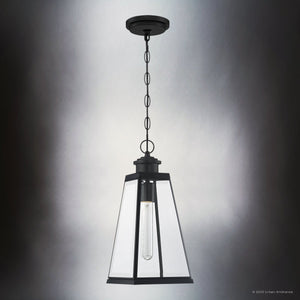 Urban Ambiance - Pendant - UQL1830 New Traditional Outdoor Pendant, 15.50''H x 7.00''W x 7.00''D, Matte Black Finish, Mannheim Collection - 