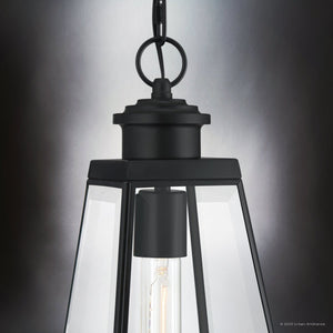 Urban Ambiance - Pendant - UQL1830 New Traditional Outdoor Pendant, 15.50''H x 7.00''W x 7.00''D, Matte Black Finish, Mannheim Collection - 