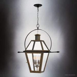 Urban Ambiance - Pendant - UQL1860 Vintage Outdoor Pendant, 29.50''H x 27.50''W x 13.50''D, Industrial Bronze Finish, Paris Collection - 