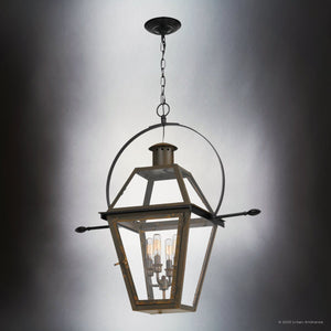 Urban Ambiance - Pendant - UQL1860 Vintage Outdoor Pendant, 29.50''H x 27.50''W x 13.50''D, Industrial Bronze Finish, Paris Collection - 