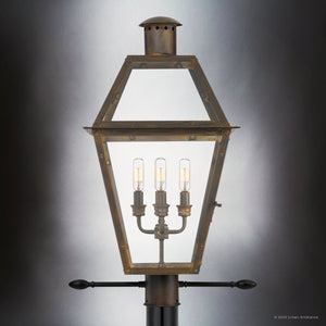 Urban Ambiance - Post Light - UQL1864 Vintage Outdoor Post Light, 26.00''H x 17.00''W x 13.50''D, Industrial Bronze Finish, Paris Collection - 