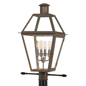 Urban Ambiance - Post Light - UQL1864 Vintage Outdoor Post Light, 26.00''H x 17.00''W x 13.50''D, Industrial Bronze Finish, Paris Collection - 