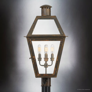Urban Ambiance - Post Light - UQL1864 Vintage Outdoor Post Light, 26.00''H x 17.00''W x 13.50''D, Industrial Bronze Finish, Paris Collection - 