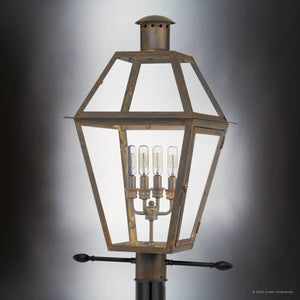 Urban Ambiance - Post Light - UQL1864 Vintage Outdoor Post Light, 26.00''H x 17.00''W x 13.50''D, Industrial Bronze Finish, Paris Collection - 
