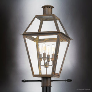 Urban Ambiance - Post Light - UQL1864 Vintage Outdoor Post Light, 26.00''H x 17.00''W x 13.50''D, Industrial Bronze Finish, Paris Collection - 