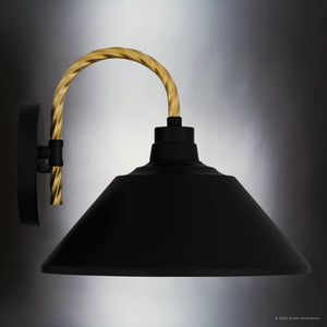 Urban Ambiance - Wall Sconce - UQL1910 Urban Loft Outdoor Wall Sconce, 9.5''H x 11''W x 11.75''D, Matte Black Finish, Emden Collection - 