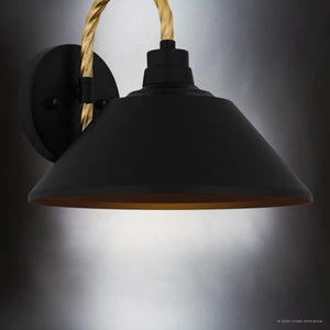 Urban Ambiance - Wall Sconce - UQL1910 Urban Loft Outdoor Wall Sconce, 9.5''H x 11''W x 11.75''D, Matte Black Finish, Emden Collection - 
