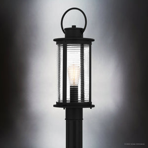 Urban Ambiance - Post Light - UQL1924 Nautical Outdoor Post Light, 20.25''H x 7.5''W x 7.5''D, Matte Black Finish, Jasper Collection - 