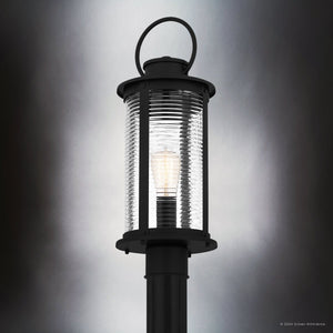 Urban Ambiance - Post Light - UQL1924 Nautical Outdoor Post Light, 20.25''H x 7.5''W x 7.5''D, Matte Black Finish, Jasper Collection - 