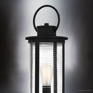 Urban Ambiance - Post Light - UQL1924 Nautical Outdoor Post Light, 20.25''H x 7.5''W x 7.5''D, Matte Black Finish, Jasper Collection - 
