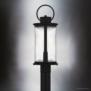 Urban Ambiance - Post Light - UQL1924 Nautical Outdoor Post Light, 20.25''H x 7.5''W x 7.5''D, Matte Black Finish, Jasper Collection - 