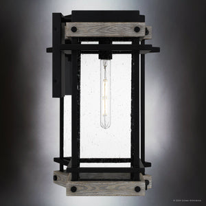 Urban Ambiance - Wall Sconce - UQL1932 Modern Farmhouse Outdoor Wall Sconce, 19.5''H x 9.5''W x 10.5''D, Matte Black Finish, Munich Collection - 