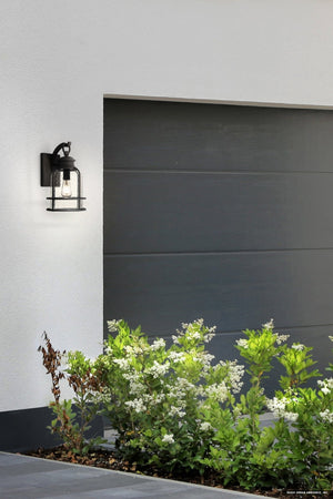 Urban Ambiance - Wall Sconce - UQL1941 Coastal Outdoor Wall Sconce, 14.5''H x 8.75''W x 9.75''D, Earth Black Finish, Lausanne Collection - 