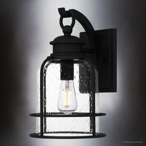 Urban Ambiance - Wall Sconce - UQL1941 Coastal Outdoor Wall Sconce, 14.5''H x 8.75''W x 9.75''D, Earth Black Finish, Lausanne Collection - 