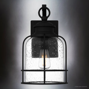 Urban Ambiance - Wall Sconce - UQL1941 Coastal Outdoor Wall Sconce, 14.5''H x 8.75''W x 9.75''D, Earth Black Finish, Lausanne Collection - 