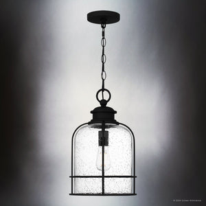 Urban Ambiance - Pendant - UQL1943 Coastal Outdoor Pendant, 16.25''H x 10''W x 10''D, Earth Black Finish, Lausanne Collection - 