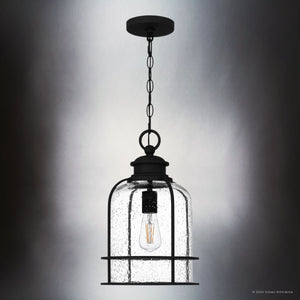 Urban Ambiance - Pendant - UQL1943 Coastal Outdoor Pendant, 16.25''H x 10''W x 10''D, Earth Black Finish, Lausanne Collection - 
