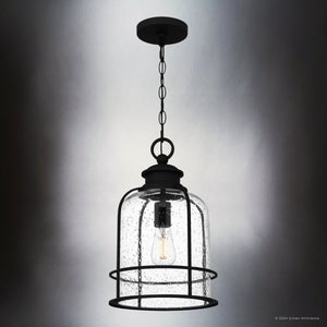 Urban Ambiance - Pendant - UQL1943 Coastal Outdoor Pendant, 16.25''H x 10''W x 10''D, Earth Black Finish, Lausanne Collection - 