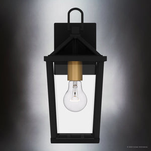 Urban Ambiance - Wall Sconce - UQL1961 Urban Loft Outdoor Wall Sconce, 13.25''H x 6''W x 6.75''D, Matte Black Finish, Ulm Collection - 