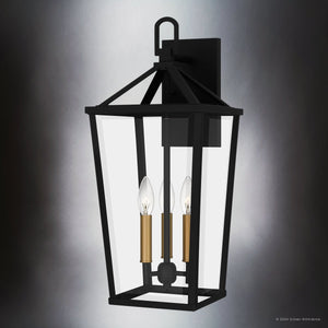 Urban Ambiance - Wall Sconce - UQL1963 Urban Loft Outdoor Wall Sconce, 22''H x 9.5''W x 10.5''D, Matte Black Finish, Ulm Collection - 