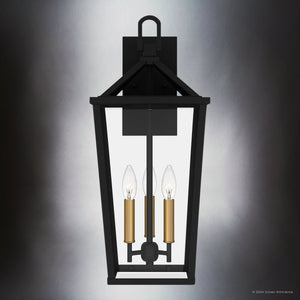 Urban Ambiance - Wall Sconce - UQL1963 Urban Loft Outdoor Wall Sconce, 22''H x 9.5''W x 10.5''D, Matte Black Finish, Ulm Collection - 