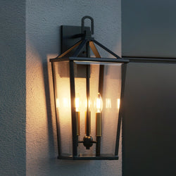 Urban Ambiance - Wall Sconce - UQL1963 Urban Loft Outdoor Wall Sconce, 22''H x 9.5''W x 10.5''D, Matte Black Finish, Ulm Collection - 