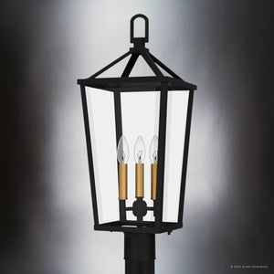 Urban Ambiance - Post Light - UQL1964 Urban Loft Outdoor Post Light, 25.25''H x 9.5''W x 9.5''D, Matte Black Finish, Ulm Collection - 