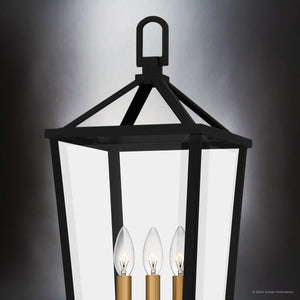Urban Ambiance - Post Light - UQL1964 Urban Loft Outdoor Post Light, 25.25''H x 9.5''W x 9.5''D, Matte Black Finish, Ulm Collection - 