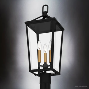 Urban Ambiance - Post Light - UQL1964 Urban Loft Outdoor Post Light, 25.25''H x 9.5''W x 9.5''D, Matte Black Finish, Ulm Collection - 