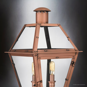 Urban Ambiance - Post Light - UQL1990 Vintage Outdoor Post Light, 19.25''H x 10.5''W x 10.5''D, Aged Copper Finish, Paris Collection - 