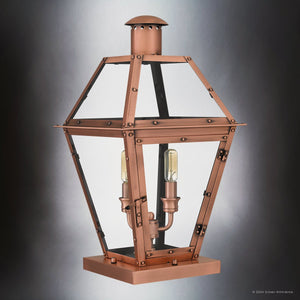 Urban Ambiance - Post Light - UQL1990 Vintage Outdoor Post Light, 19.25''H x 10.5''W x 10.5''D, Aged Copper Finish, Paris Collection - 