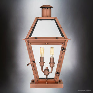 Urban Ambiance - Post Light - UQL1990 Vintage Outdoor Post Light, 19.25''H x 10.5''W x 10.5''D, Aged Copper Finish, Paris Collection - 