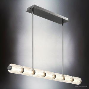 Urban Ambiance - Chandelier - UQL22020 Mid - Century Modern Indoor Chandelier, 3.75''H x 42.25''W x 3.75''Dep, Black Chrome Finish, Vexdon Collection - 