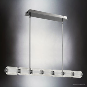Urban Ambiance - Chandelier - UQL22020 Mid - Century Modern Indoor Chandelier, 3.75''H x 42.25''W x 3.75''Dep, Black Chrome Finish, Vexdon Collection - 