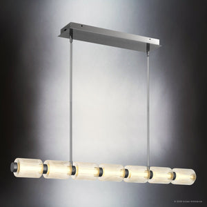 Urban Ambiance - Chandelier - UQL22020 Mid - Century Modern Indoor Chandelier, 3.75''H x 42.25''W x 3.75''Dep, Black Chrome Finish, Vexdon Collection - 
