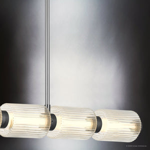 Urban Ambiance - Chandelier - UQL22020 Mid - Century Modern Indoor Chandelier, 3.75''H x 42.25''W x 3.75''Dep, Black Chrome Finish, Vexdon Collection - 