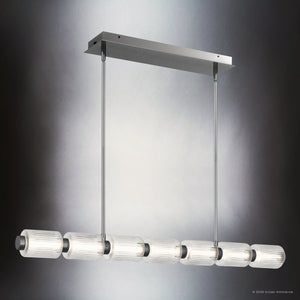 Urban Ambiance - Chandelier - UQL22020 Mid - Century Modern Indoor Chandelier, 3.75''H x 42.25''W x 3.75''Dep, Black Chrome Finish, Vexdon Collection - 