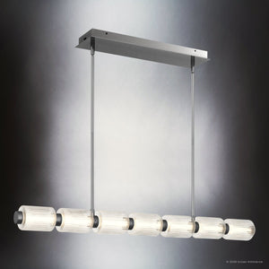 Urban Ambiance - Chandelier - UQL22020 Mid - Century Modern Indoor Chandelier, 3.75''H x 42.25''W x 3.75''Dep, Black Chrome Finish, Vexdon Collection - 